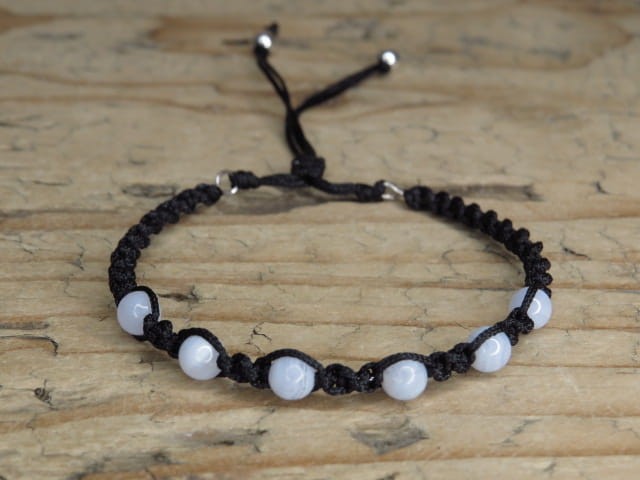 chalcedon - czakra gardła * bransoletka pleciona makrama