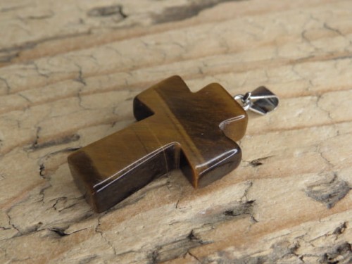 tygrysie oko * wisior krzyżyk