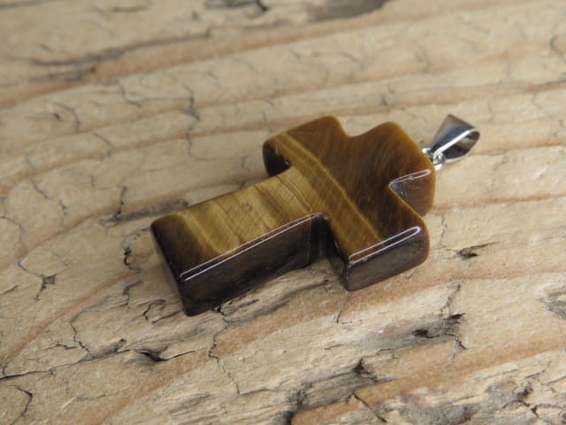 tygrysie oko * wisior krzyżyk