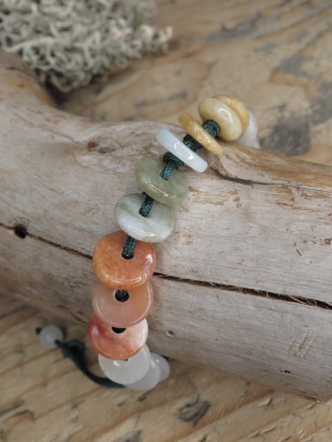 jadeit z Birmy * bransoletka talarki pleciona makrama