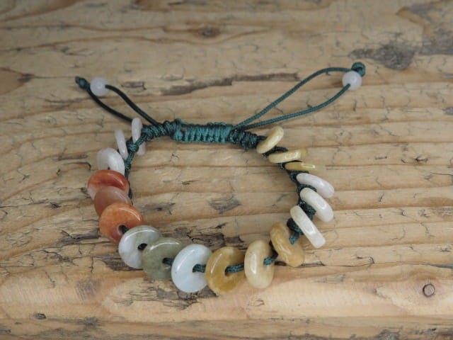 jadeit z Birmy * bransoletka talarki pleciona makrama