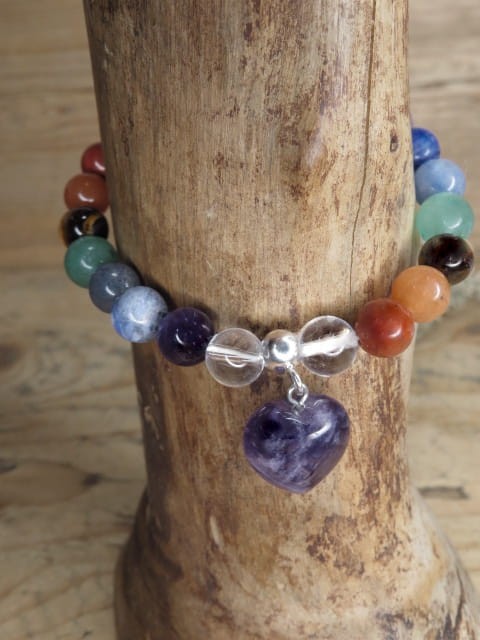 Bransoletka Siedem Czakr * ametystowe serce