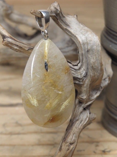 łezka z kwarcu rutylowego * wisiorek
