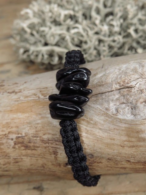 tektyt Indochinit - kamień telepatii - bransoletka męska makrama