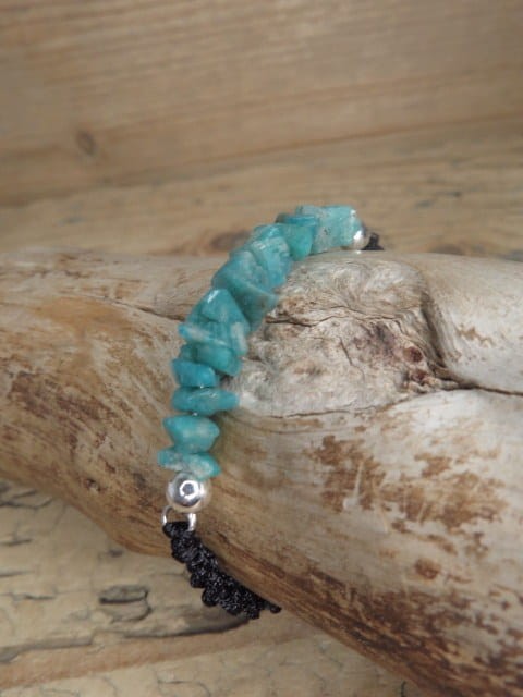 amazonit - kamień młodości * makrama