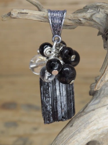 turmalin i kryształ górski * wisior ochronny kolekcja Grapes