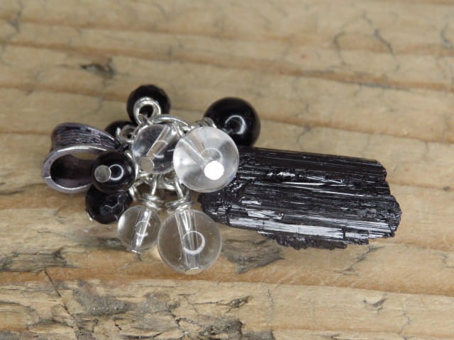 turmalin i kryształ górski * wisior ochronny kolekcja Grapes