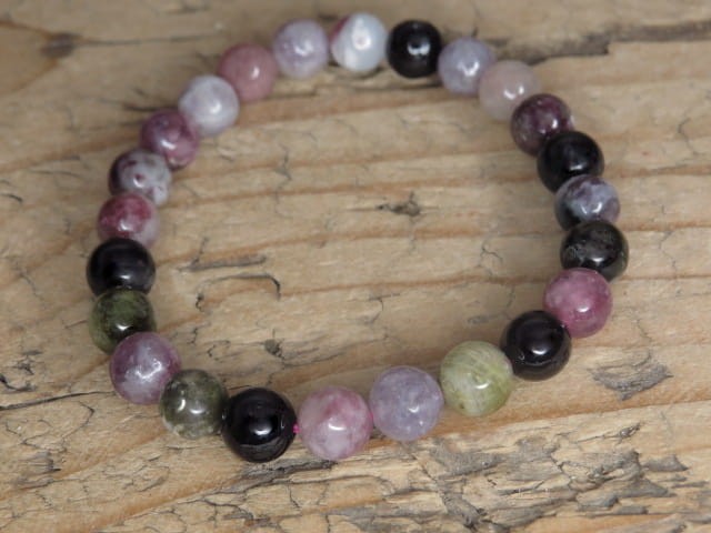 turmaliny różowy zielony czarny * bransoletka 8mm