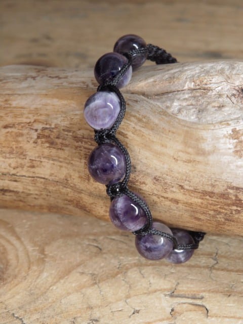 ametyst * czakra korony, czakra trzeciego oka * bransoletka pleciona makrama