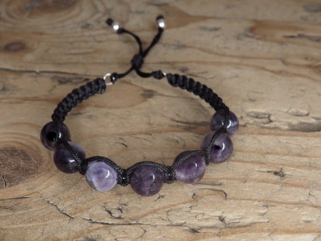 ametyst * czakra korony, czakra trzeciego oka * bransoletka pleciona makrama