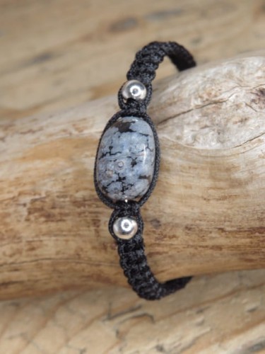 obsydian śnieżny * ochrona * bransoletka makrama