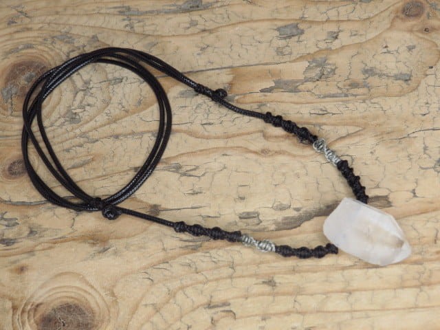 kryształ górski amulet ochrona i energia * naszyjnik makrama