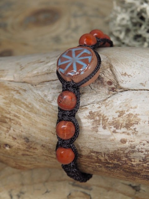 Bransoletka słowiańska – Swarga i jaspis - makrama - biżuteria słowiańska