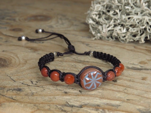 Bransoletka słowiańska – Swarga i jaspis - makrama - biżuteria słowiańska