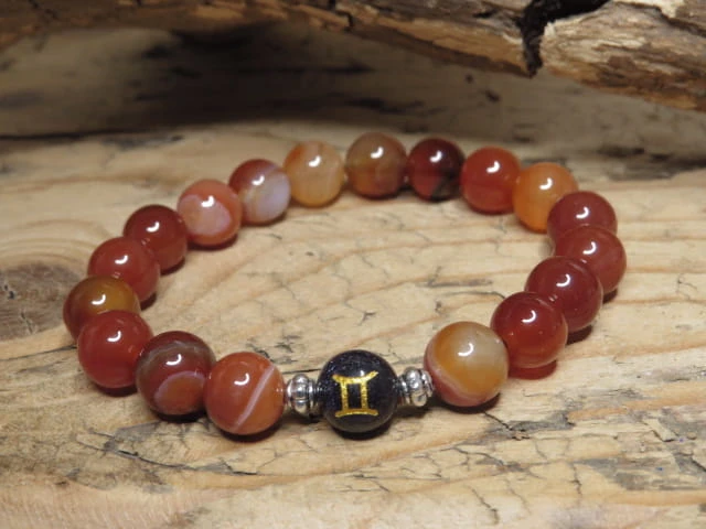 Bransoletka zodiakalna Bliźnięta – karneol