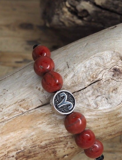 Bransoletka zodiakalna Baran – czerwony jaspis makrama