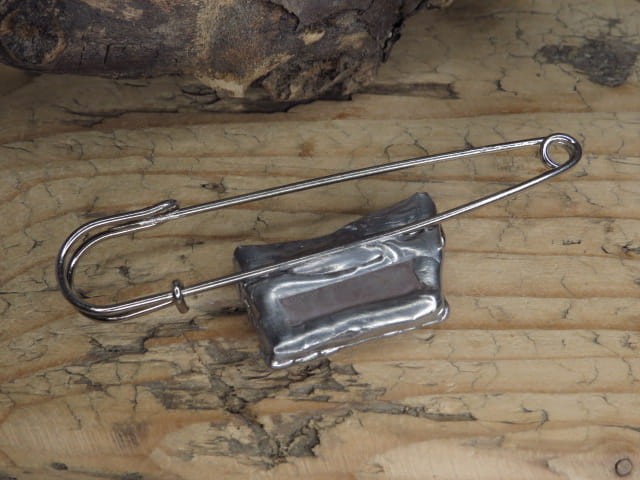 kwarc różowy agrafka - broszka duża