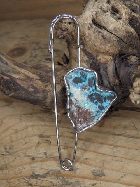 chryzokola agrafka - broszka duża