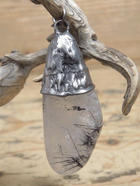 kwarc z turmalinem * wisior