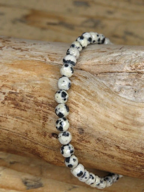 jaspis dalmatyńczyk * bransoletka 4mm - szlif fasetkowy