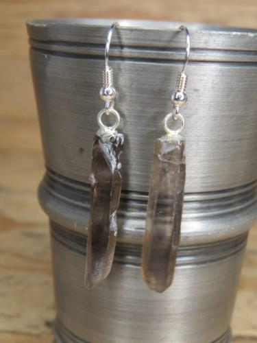 kwarc dymny * kolczyki