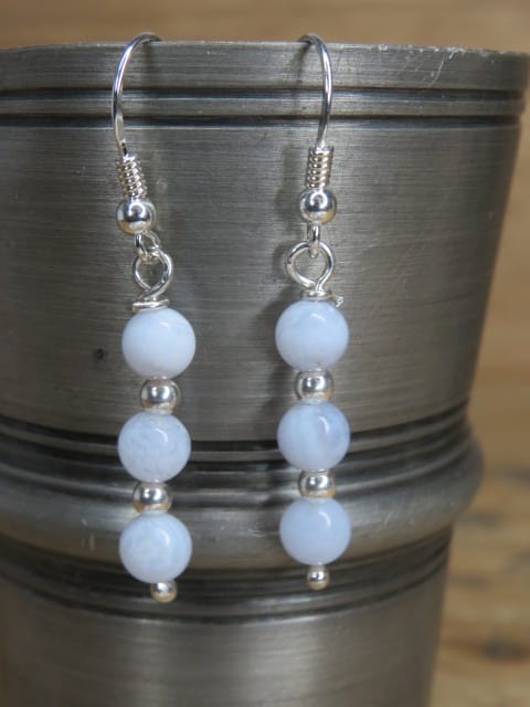 chalcedon błękitny * kolczyki