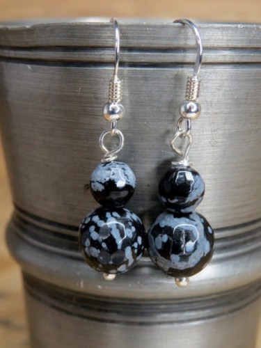 obsydian śnieżny * kolczyki