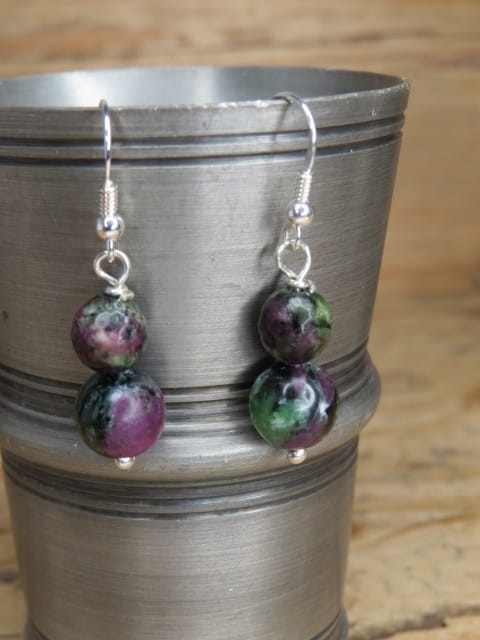 rubin w zoisycie * kolczyki