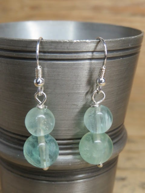 fluoryt zielony  kolczyki