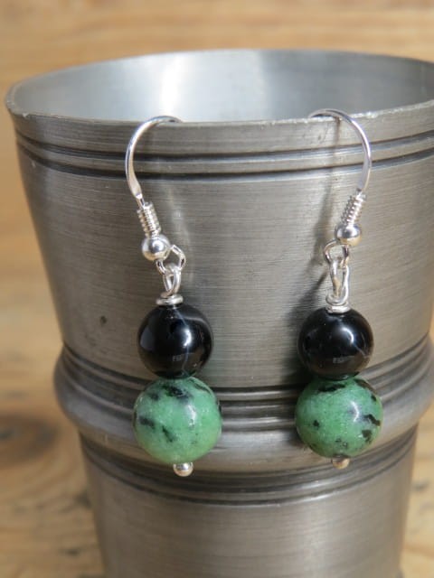 zoisyt i onyks * kolczyki