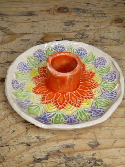 Świecznik ceramiczny mandala - ceramika ręcznie robiona