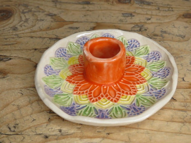 Świecznik ceramiczny mandala - ceramika ręcznie robiona