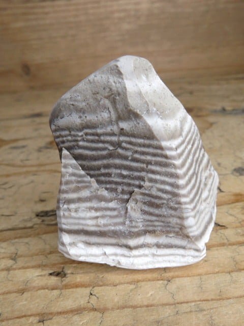 Krzemień pasiasty z Polski – naturalny okaz o wyraźnym wzorze i kontrastowych pasmach.