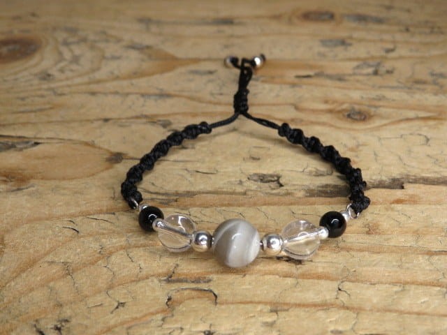 czarny turmalin krzemień kryształ górski - bransoleta ochronna