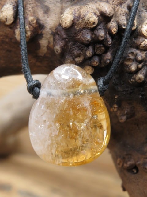 cytryn wisior - talizman dostatku na rzemieniu