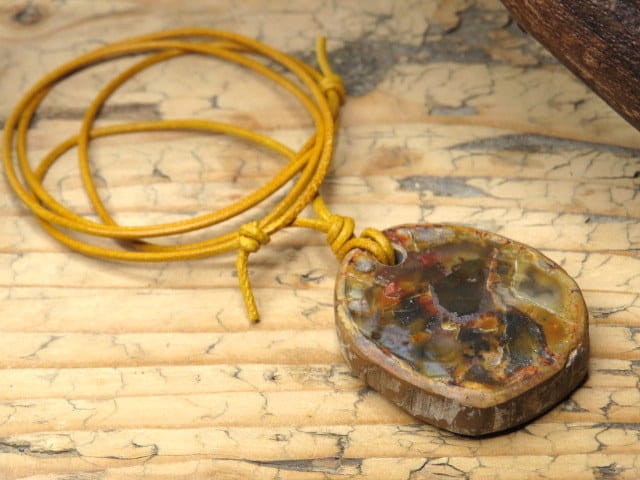 skamieniałe drewno * talizman długowieczności na rzemieniu