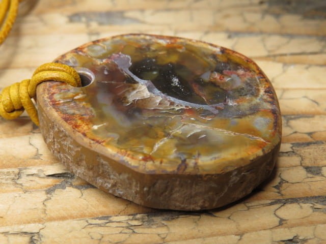 skamieniałe drewno * talizman długowieczności na rzemieniu