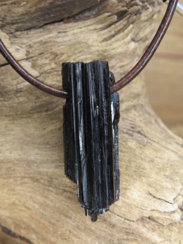 turmalin czarny szerl * naszyjnik na rzemieniu