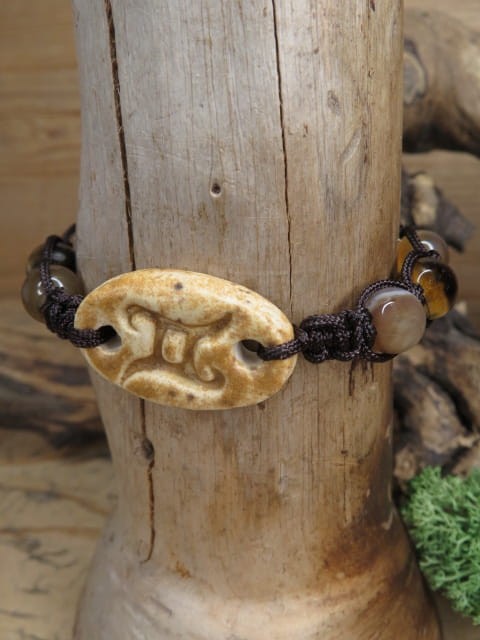 Bransoletka zodiakalna Bliźnięta z ceramiką i kamieniami – makrama, rękodzieło z Polski