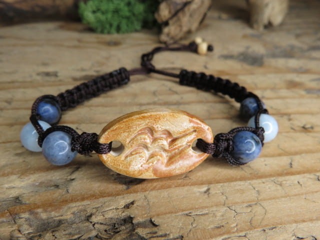 Ręcznie pleciona bransoletka Wodnik z sodalitem i akwamarynem