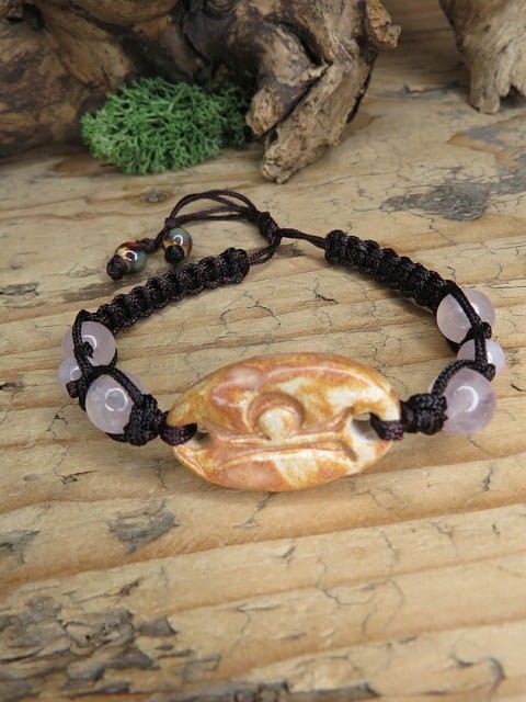 Bransoletka zodiakalna Waga z ceramiką i naturalnymi kamieniami – makrama, rękodzieło z Polski