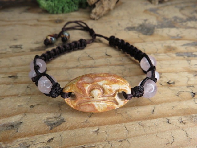 Bransoletka makrama Waga – kwarc różowy i kunzyt