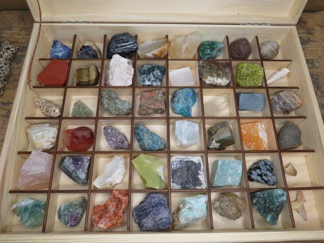 Zestaw minerałów i skamieniałości