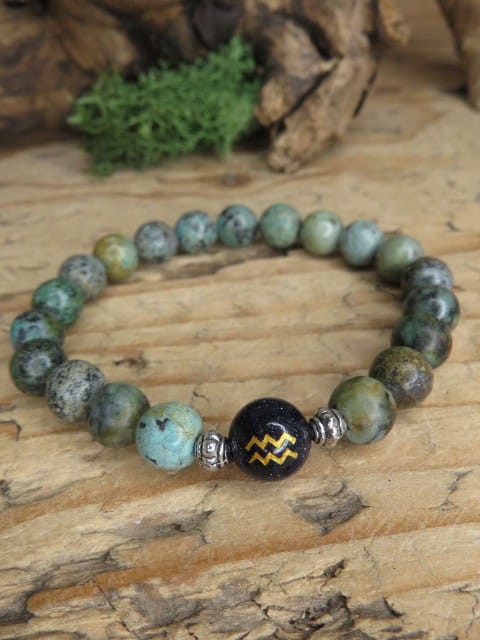 Bransoletka zodiakalna Wodnik – turkus afrykański