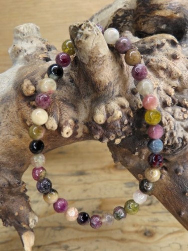 turmaliny różowy zielony czarny * bransoletka 6mm