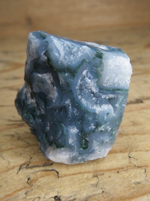 Agat mszysty z kwarcem i geodami – surowa bryłka | Indie