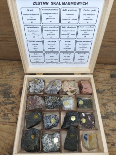 Zestaw skał magmowych - rozbudowany