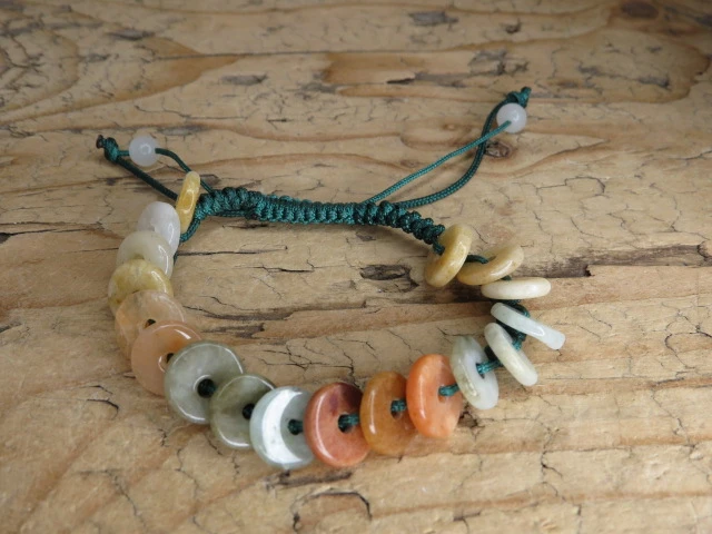 jadeit * bransoletka pleciona makrama z Birmy