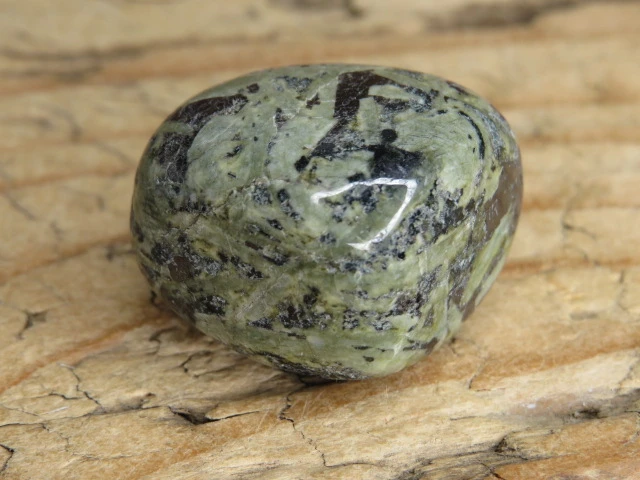 Doleryt ofitowy z Indii – naturalny kamień polerowany.