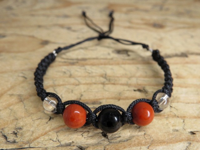 czarny turmalin kryształ górski jaspis - bransoletka ochronna